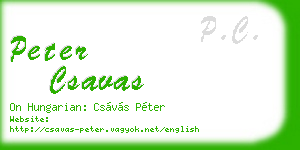 peter csavas business card